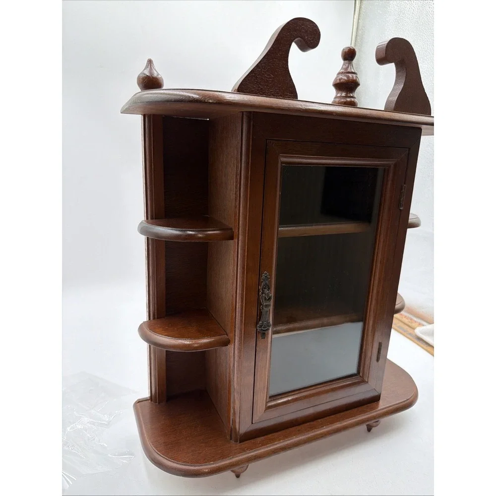 VTG Mini Curio Display Cabinet Glass Door Wall Hanging or Free Standing Trinkets